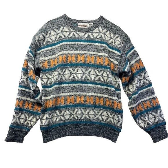 Vintage McGregor Men's Medium Acrylic Sweater Geometric Aztec EUC Blue - Picture 1 of 3